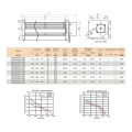 Good Quality Low Noise Cross Flow Blower Aluminium Impeller Tangential Fan Motor